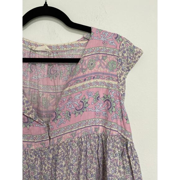 Lucky Brand Blouse Womens Large Boho Cottage Babydoll Romantic Dainty Pastel - Picture 4 of 10